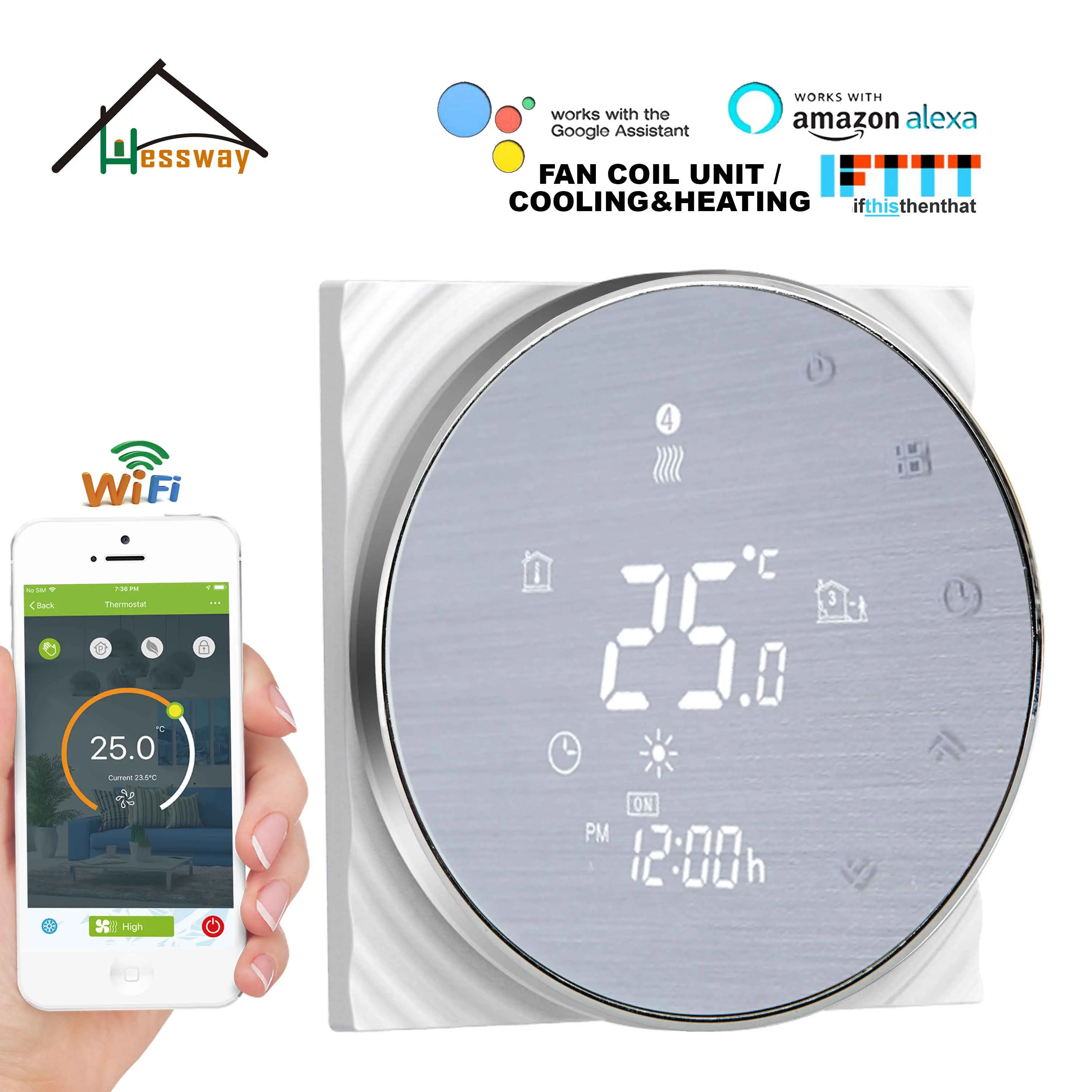 Wi Fi термостат HESSWAY TUYA охлаждение нагрев для умного google home рисование