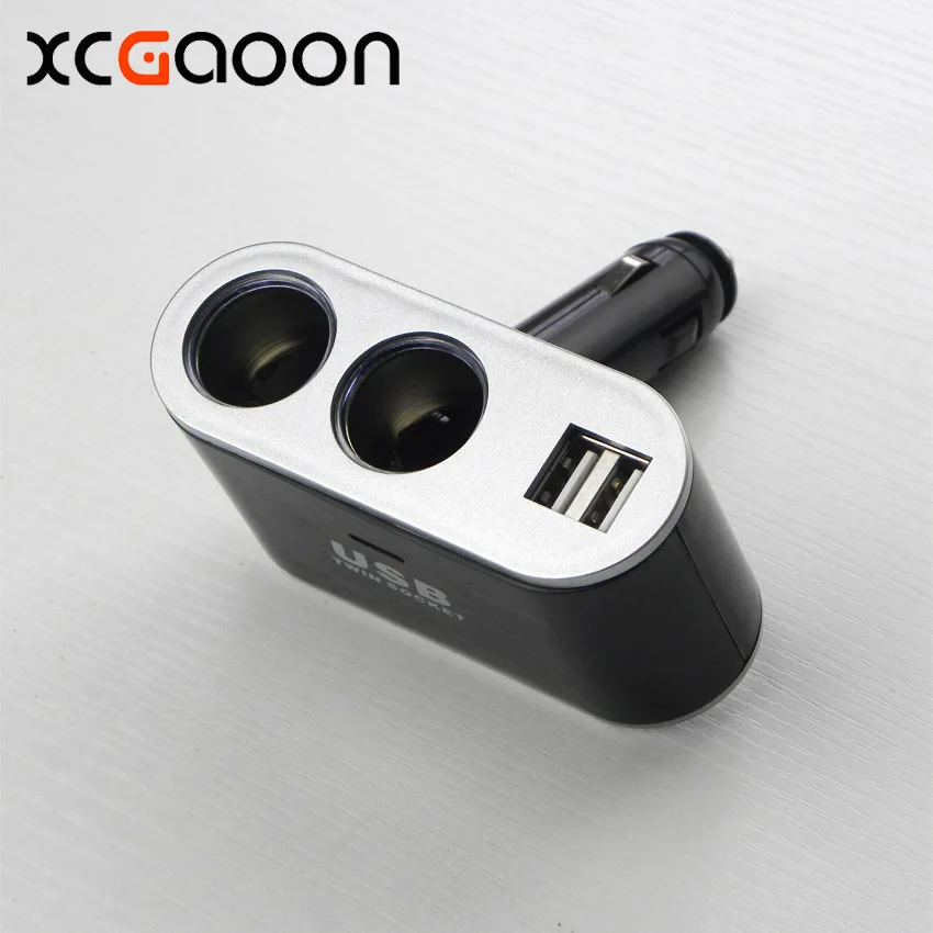 XCGaoon 12V 24V 2 Ways 2 USB Car Charger power Adapter Triple Cigarette