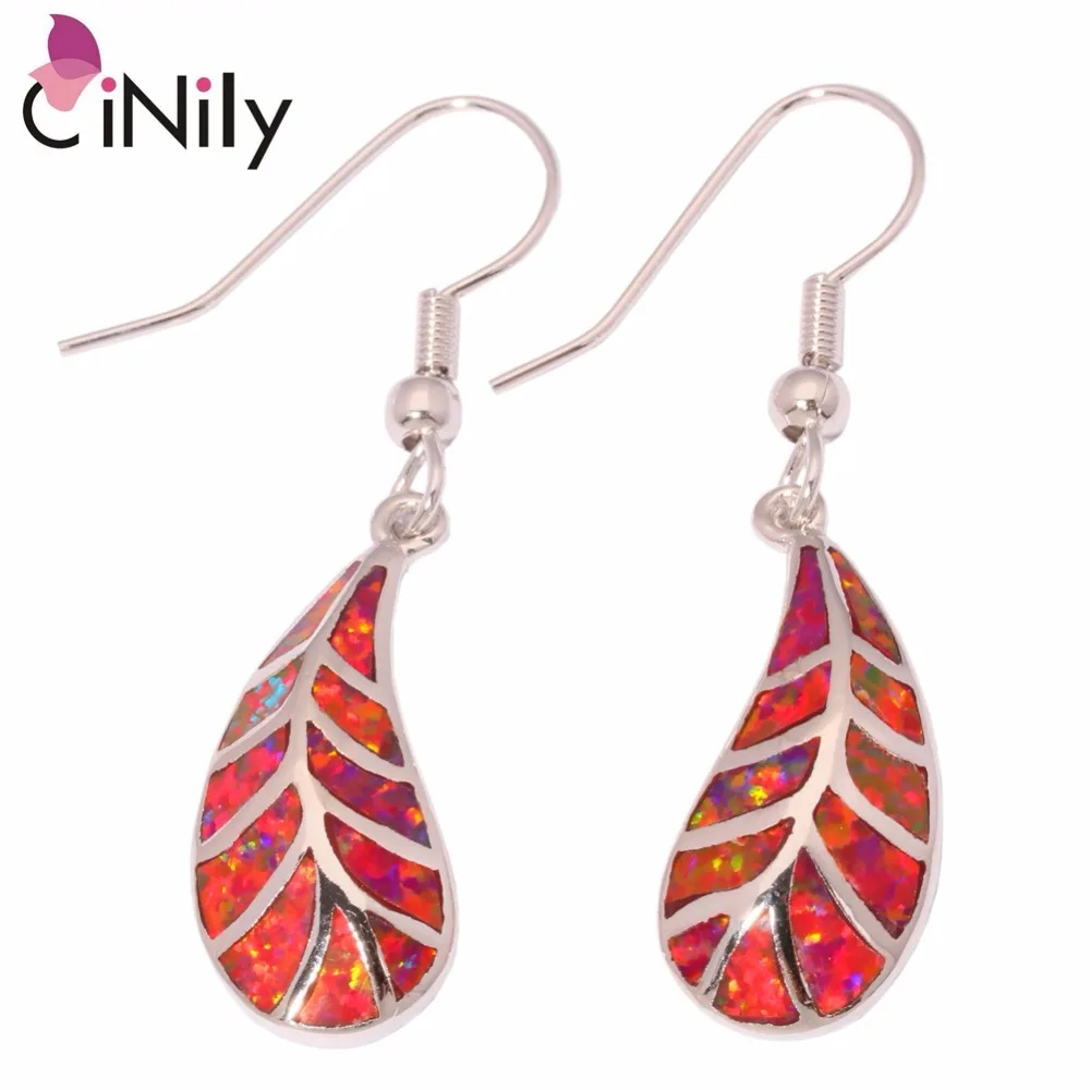 

Tree ! Elegant & Fashion & Luxury & Wholesale & Retail For Women Jewelry Red Fire Opal Silver Dangle Earrings 1 5/8" OH3481