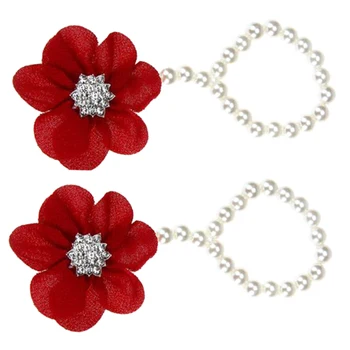 

MACH Red Infant Baby Kids Pearl Flower Chiffon Barefoot Toddler Foot Beach Sandals Anklet