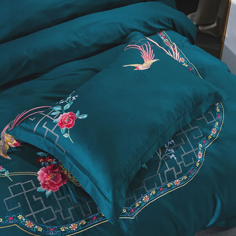 Waliicorners 60S Egypt Cotton Luxury 4/7pcs Bedding set Queen/King Size Embroidery style Bed set Duvet cover Bed linen Pillowcases 52 _45A3752
