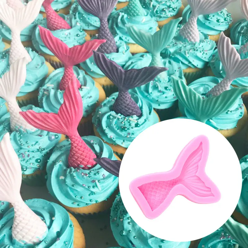 

Mermaid Tail Silicone Rubber Cake Mold Fondant Cupcake Cake Decorating Baking Tools Handmade Soap Mold Fish Fork Tail