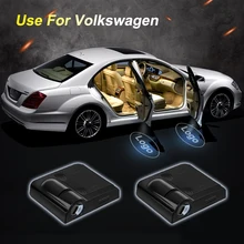 2pcs pair Wireless Car Door Badge Lights LED Laser Ghost Welcome Light Logo No Drill Type