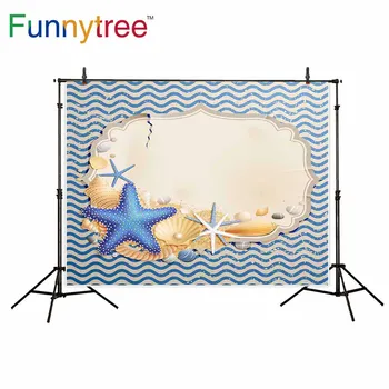 

Funnytree background for photo studio Starfish Shell Pearl birthday baby shower custom professional backdrop photocall prop