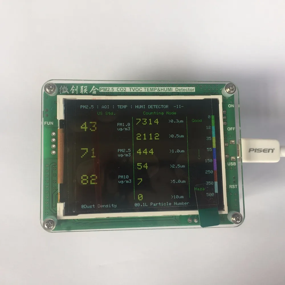 Английский M5 частицы PM2.5 PM1.0 PM10 детектор мониторинга воздуха PM2.5 пыль дымка лазерный датчик с Температура Влажность TFT ЖК-дисплей