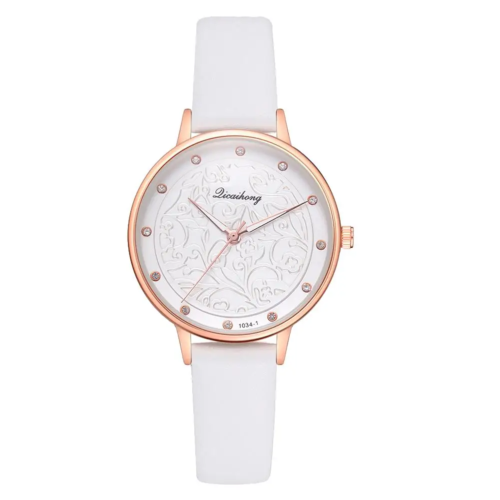 Relogio Feminino 2018 повседневные модные женские часы с цветочным принтом со стразами кожаные женские кварцевые наручные часы