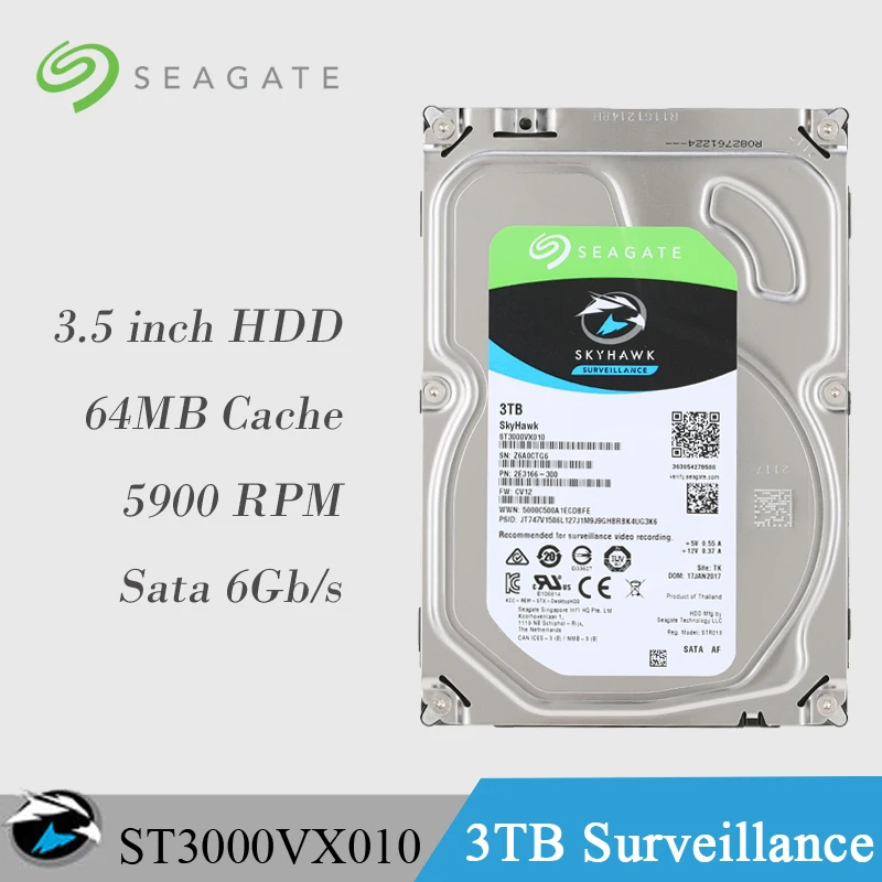 

Seagate Hard Drive 3TB Video Surveillance Internal HDD 5900 RPM SATA 6Gb/s 3.5-inch 64MB Cache ST3000VX010 HDD for Security