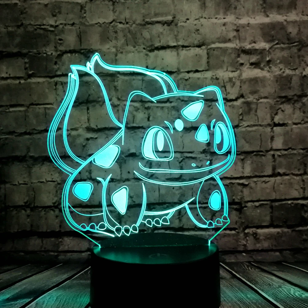

Animal Frog Seeds 3D Cartoon USB Lamp Pokeball Bulbasaur Pokemon Go Game LED Night Light Visual Illusion Table Holiday Kid Toy