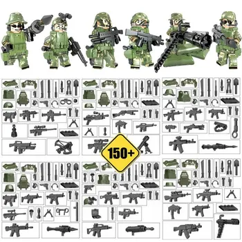 

6pcs/Special Forces Army Soldier DIY Assembly Building Block Army Military Camouflage Geely Suit Elite Army Children's Wars Toy