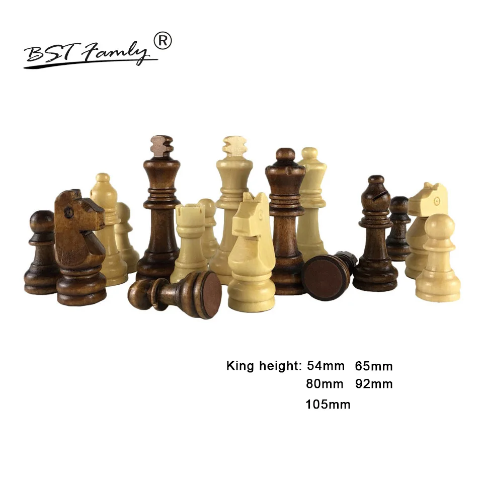 BSTFAMLY King высотой 54/65/80/92/105 мм деревянные шахматные фигуры набор шахматы игра для переноски удобный светильник шахматная доска LA68