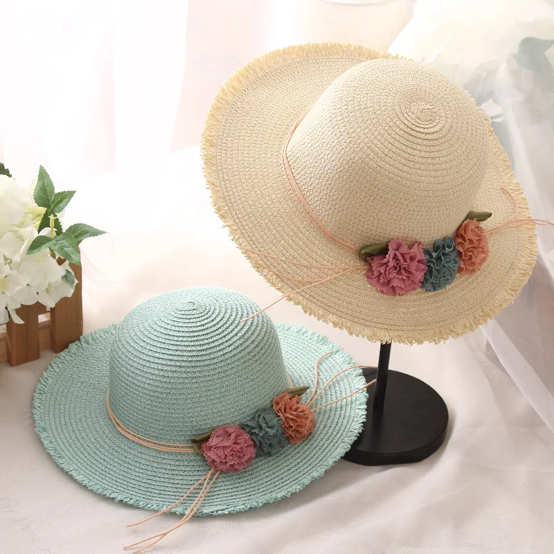 Лето родитель-ребенок женская шляпа цветы большой вдоль женщин пляж Солнцезащитная шляпа купол Досуг праздник Солнцезащитная шляпа женская шапка шапочки