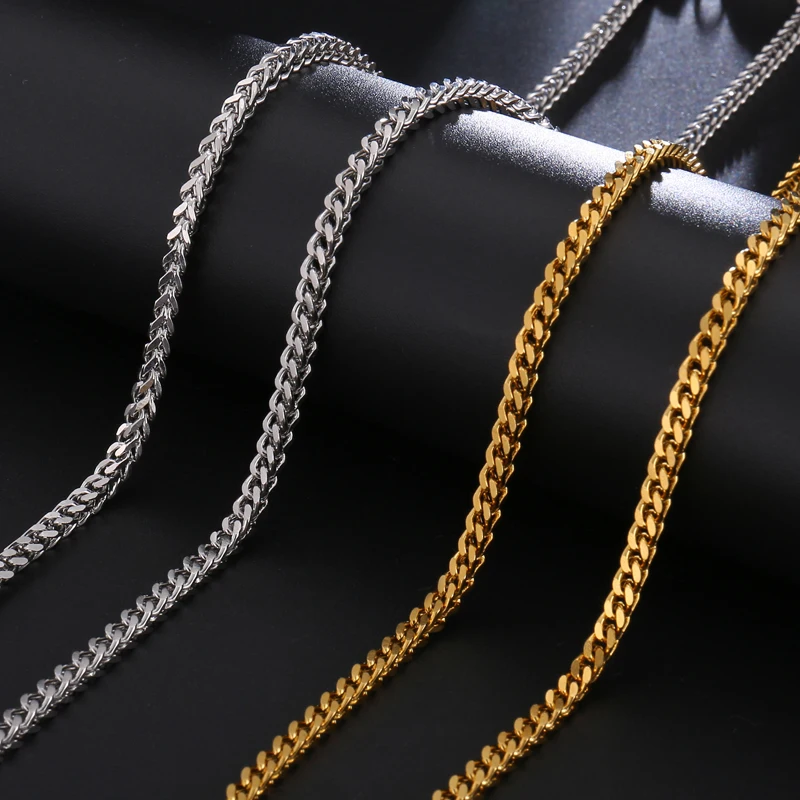 

HIP Hop 316L Stainless Steel Width 3MM Stainless Steel Gold Chain Necklaces Twisted Necklace For Men Jewelry Dropshipping