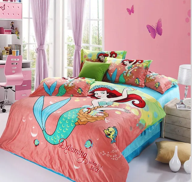 velvet bedding/the little mermaid bedding set /girls bedding set