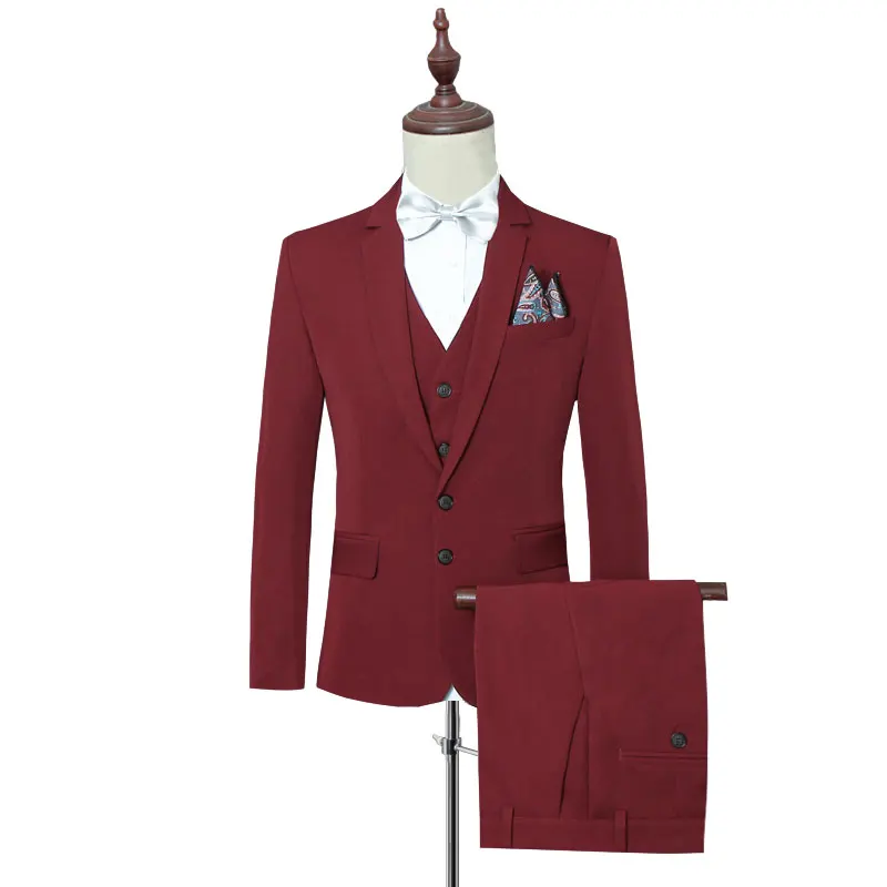 2018 New Formal Business Suits for Men 3 Pieces(Jacket+Vest+Pants ) Tuxedos Slim Fit Suit Men Wedding Party Suit Traje de hombre