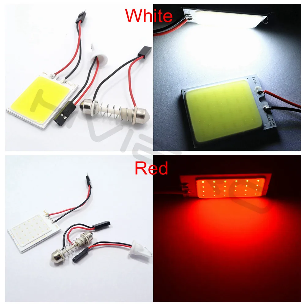 Hviero White Red Blue T10 24 SMD Cob 24SMD Car Led Vehicle Panel Lamps Auto Interior Reading Lamp Bulb Light Dome Festoon BA9S DC 12v