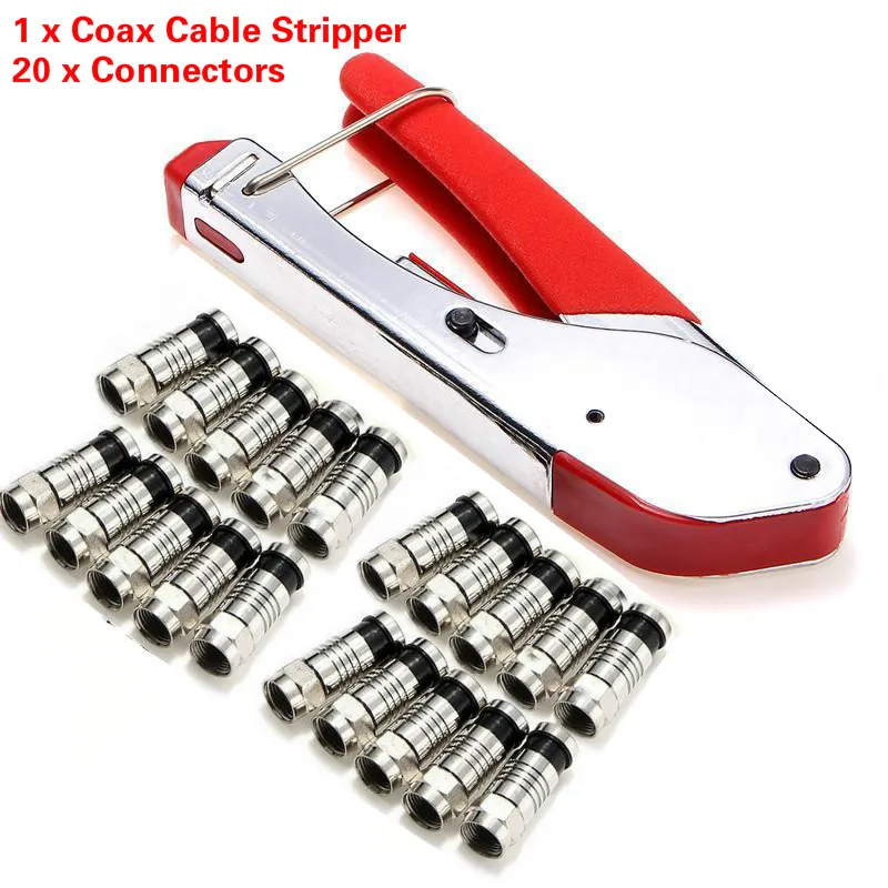 

Coaxial Cable Manual Crimping Tool Set Kit F-Type Compression RG59 Coax Cable Crimper with 20pcs RG6 Compression Connectors