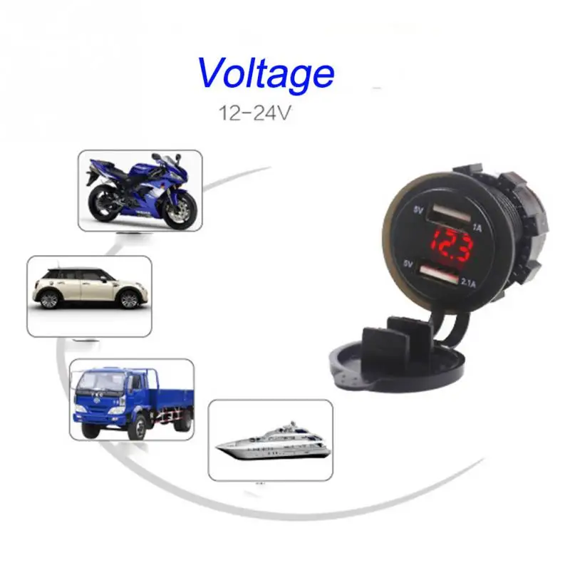

PC Car Multifuctional Dual USB Adapter Cigarette Lighter LED Voltmeter Charger 12V-24V