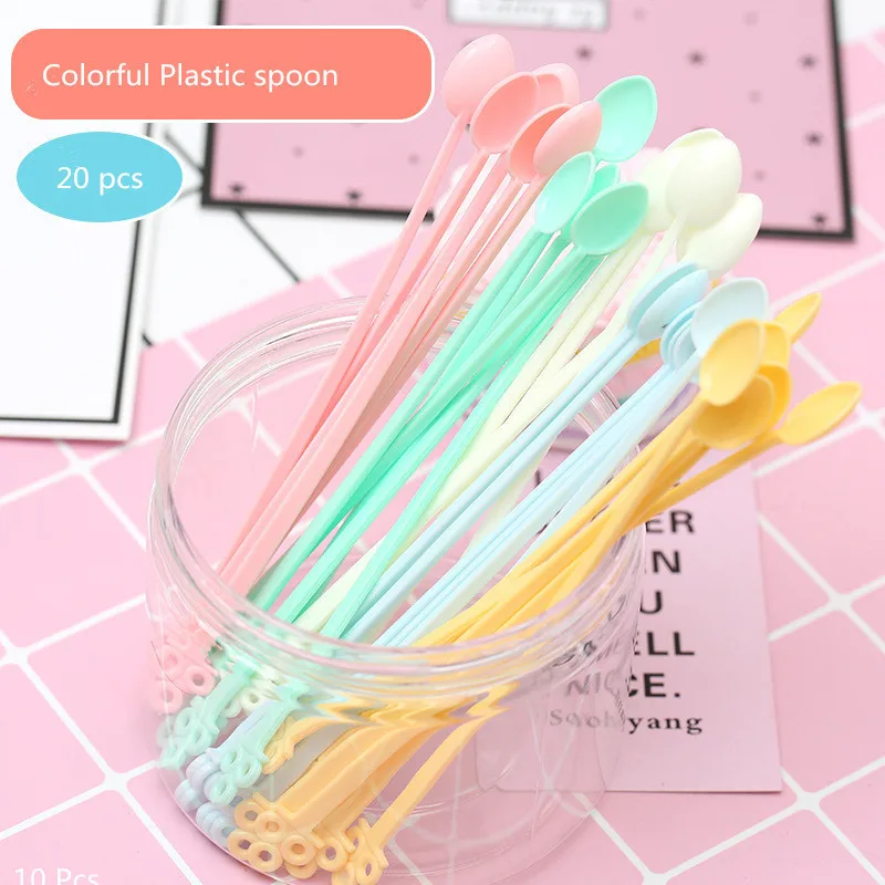 

20 Pcs Plastic Mini Colourful Stirring Spoon for Slime Clay DIY Tool