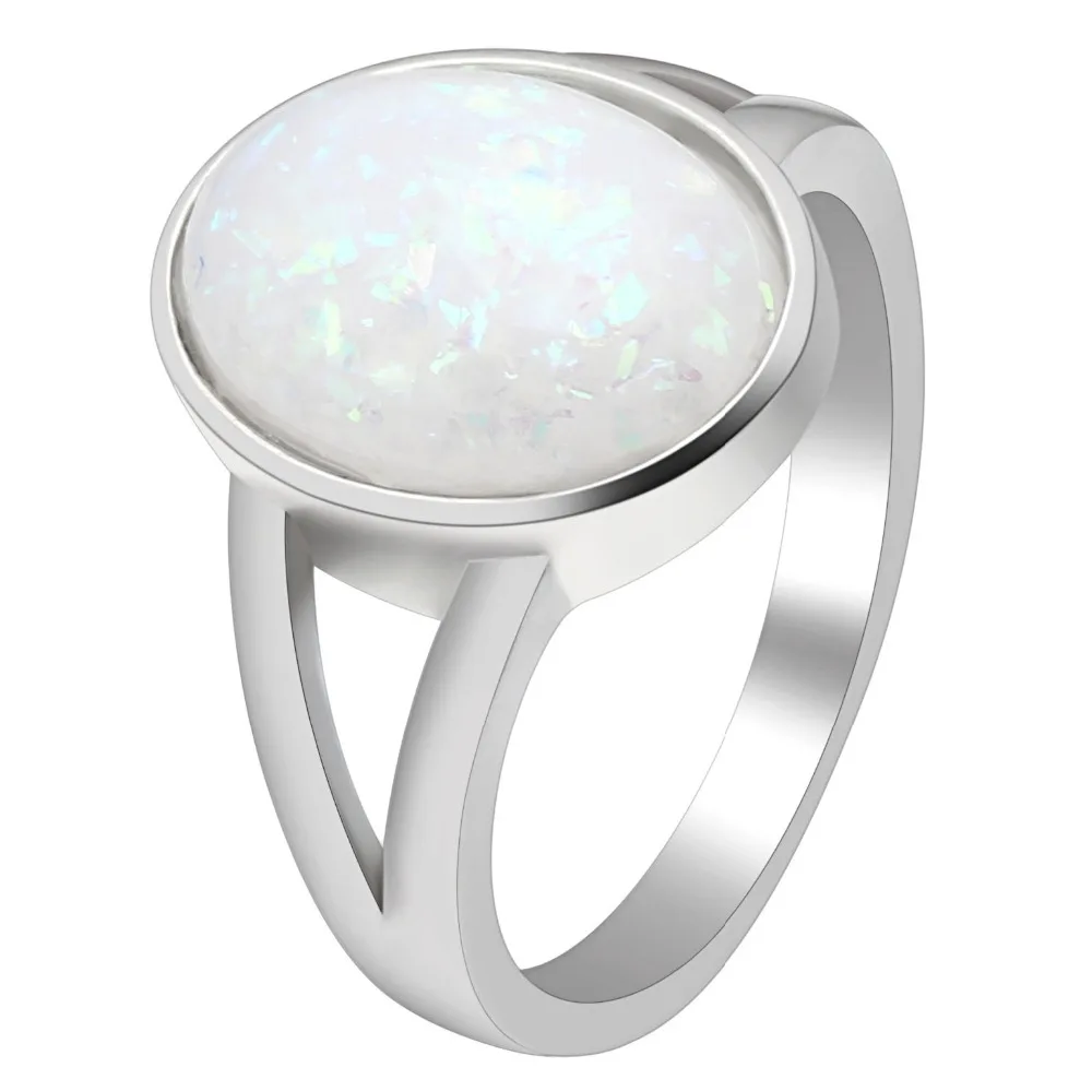 Hainon Created Fashion oval Big Fire Opal rings For Women Silver Color