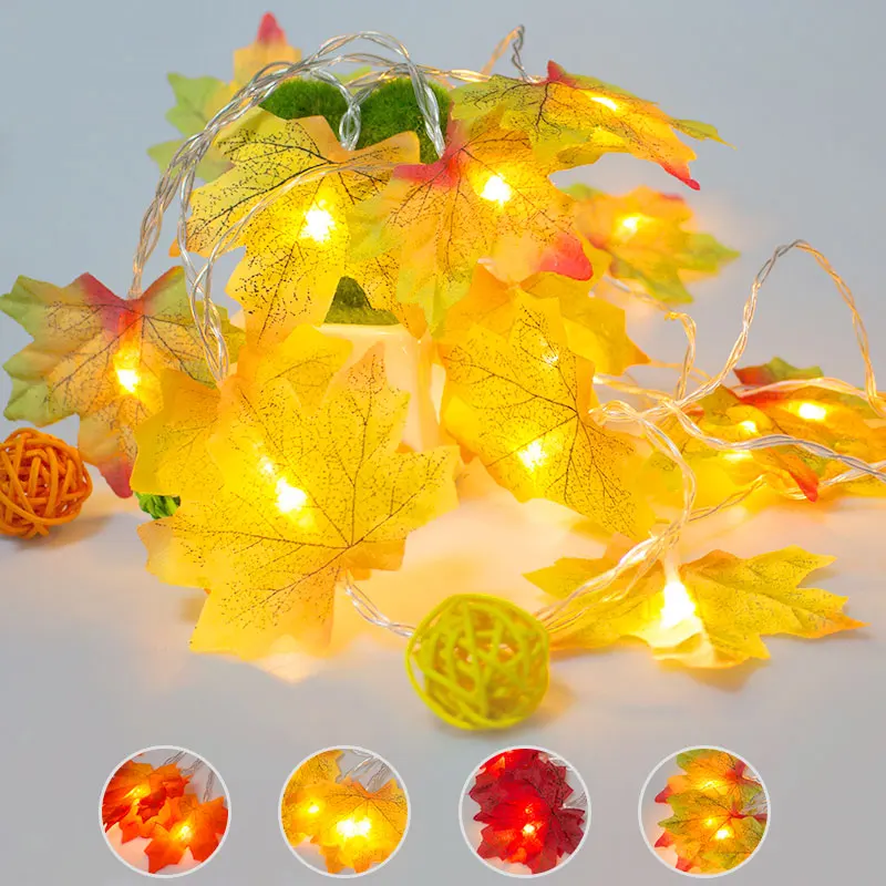 

Novelty Maple Leaf Fairy Garland Led Light 1.5M 3M Plant Holiday String Light Wedding Room decorative Lighting
