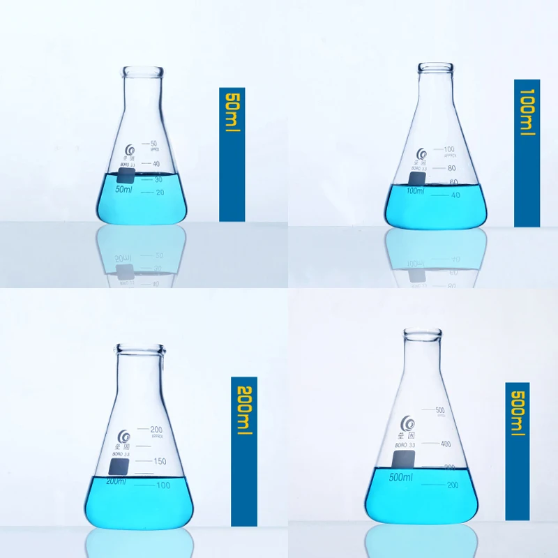 1 Set Conical Glass Flask High Borosilicate Glass Erlenmeyer Flask