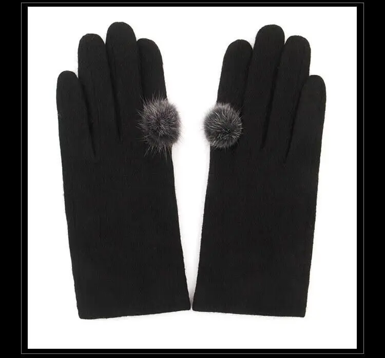 SUOGRY Wool Gloves Mittens for Women Smartphone use Winter Warm Knitted Fashion Gloves Black Pink Gray Khaki Ladies Brand Gloves