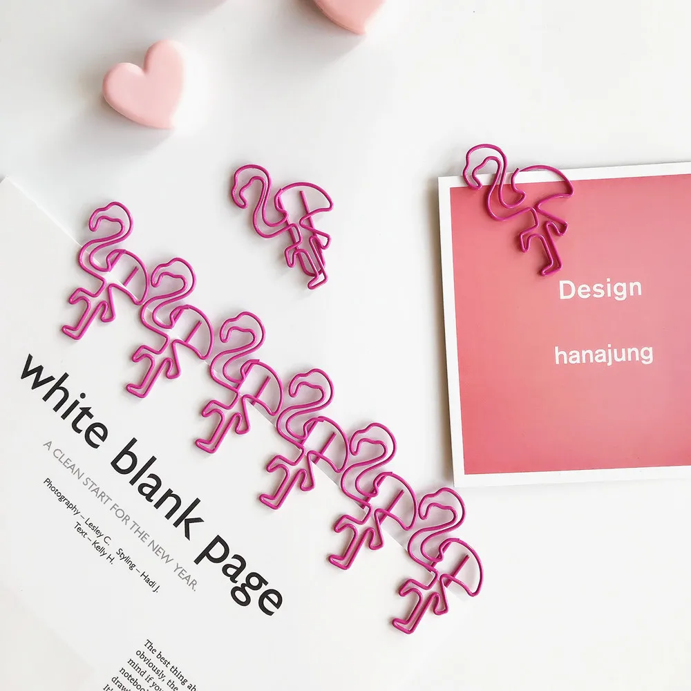 10 шт./партия, милая розовая Закладка в виде фламинго, скрепка для бумаги, школьные канцелярские принадлежности, подарочные канцелярские принадлежности