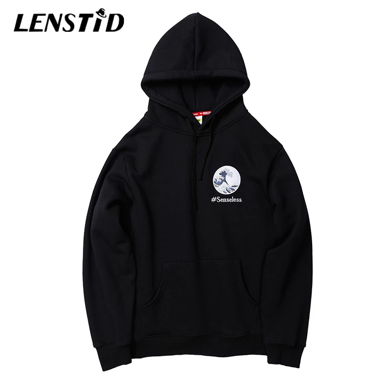

LENSTID Autumn Japanese Harajuku Embroidery Letters Wave Printed Hoodies Men Women Hip Hop Style Streetwear Casual Sweatshirt