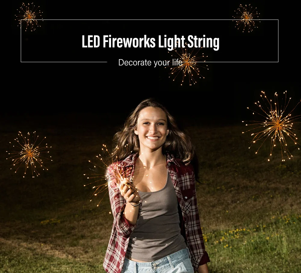 String Light Fireworks Ball LED Wire Fairy Lights with Remote Control