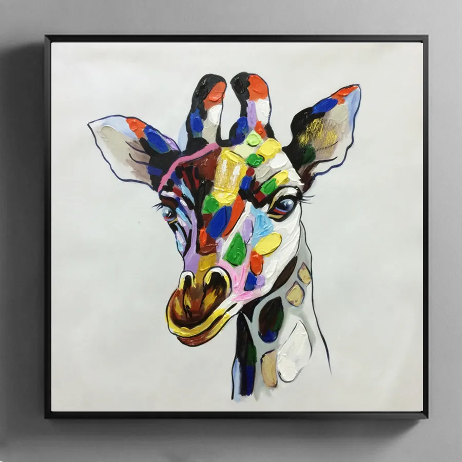 Oil Painting on Canvas Hand Painted Modern Abstract Wall art Picture Animal Giraffe Home Decor 24x24 E036 | Дом и сад