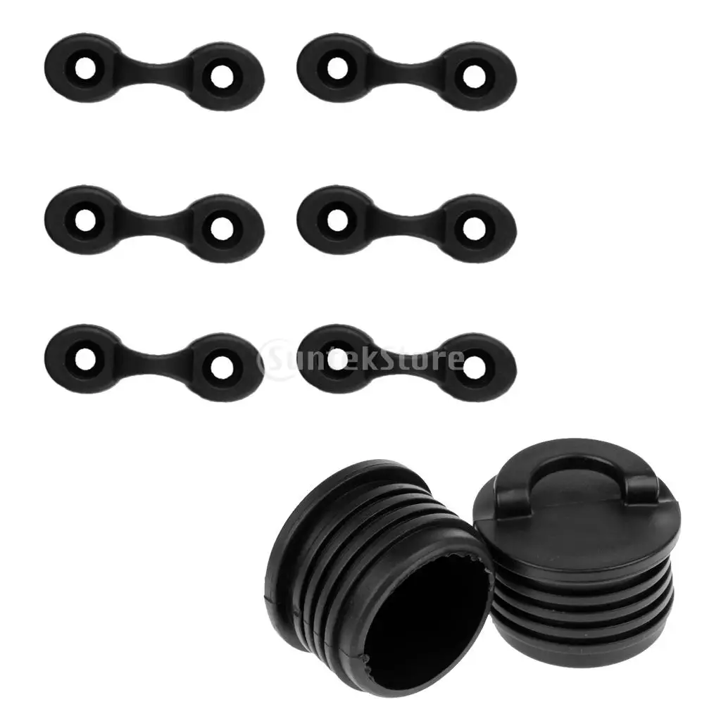 2 Pieces Kayak Boat Canoe Fishing Dinghy Scupper Stopper Bungs Drain Holes Plugs with 6 Pad Eye Deck Fitting Accessories