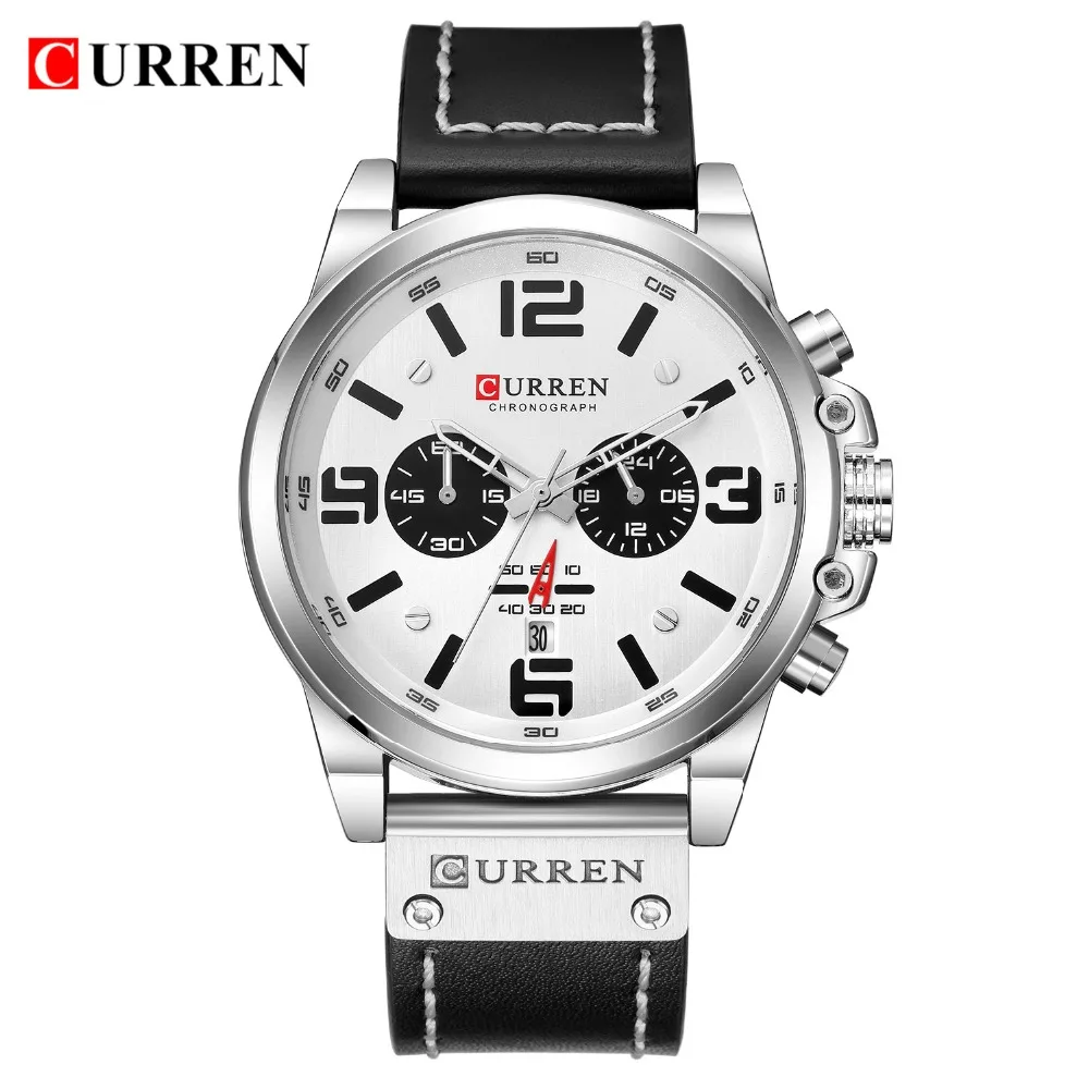 Relogio Masculino CURREN Креативные мужские часы черные белые кварцевые наручные с