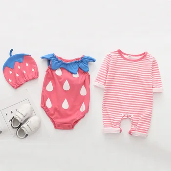 

Full Sleeved Baby Cotton Striped Rompers Lovely Pumpkin Cartoon Clothing Hallowmas Festival Children Clothes Set with Hat Suits