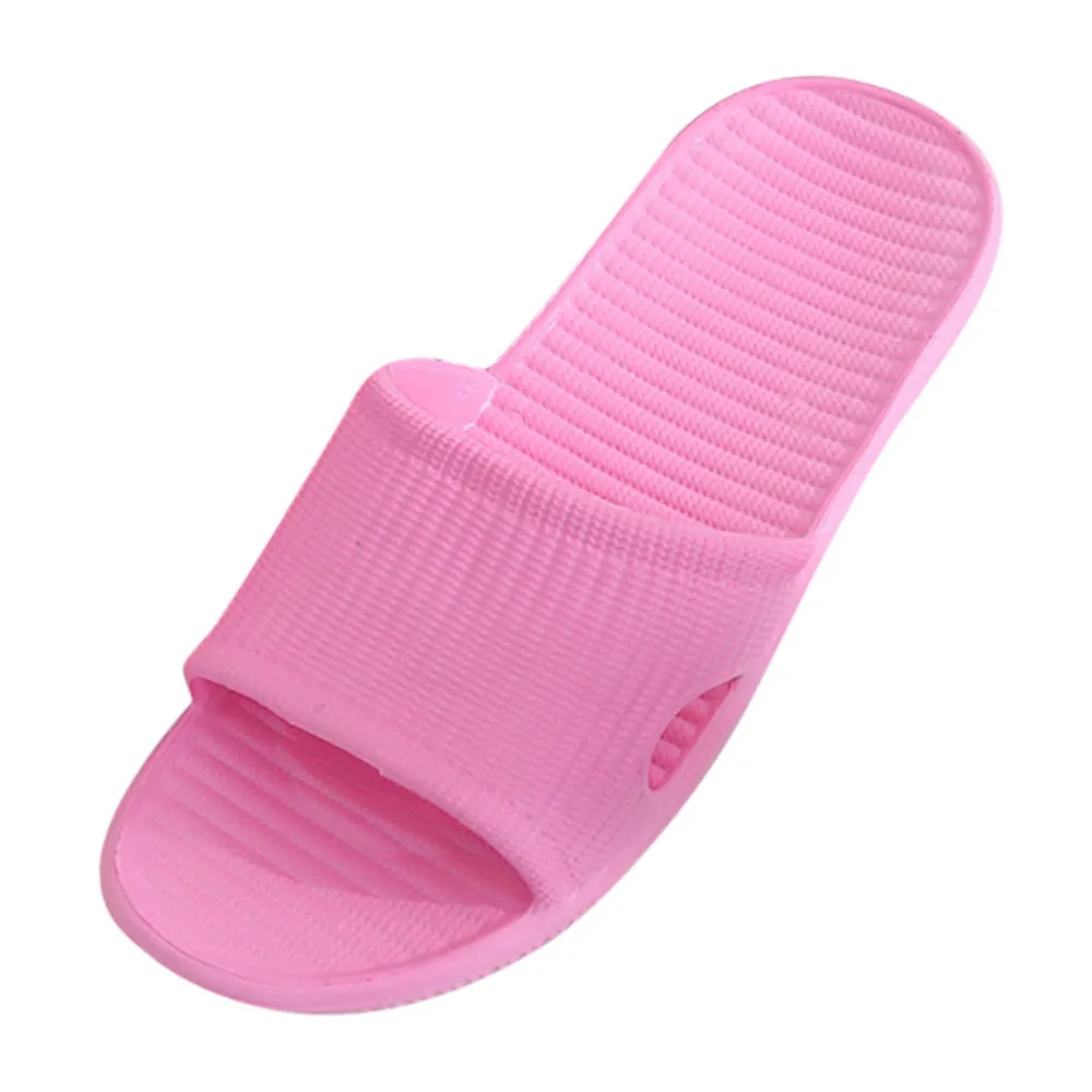 Спальное место#5002 Для женщин полосатые Тапочки для ванной, на плоской подошве, летние сандалии для дома и для использования вне помещений; - Цвет: Hot Pink