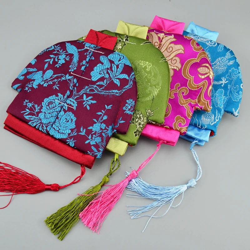 Творческий китайский стиль сумка из шелка Рождество настоящий мешок конфеты подарочная сумка Винтаж кисточкой маленький мешок на молнии Портмоне Вечерние сувениры