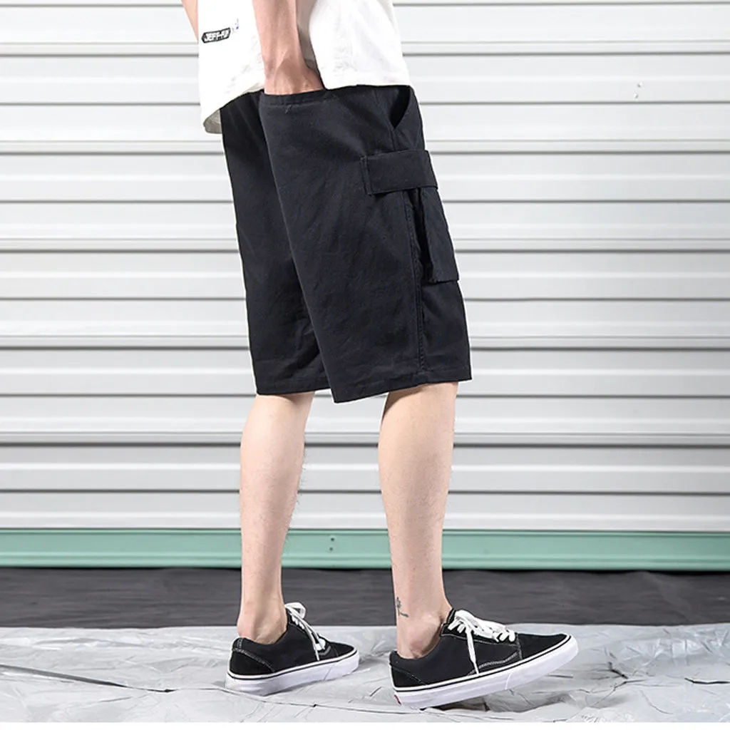 Мужские s новые х/Б мужские шорты свободные рабочие повседневные мульти-Комбинезоны С Карманами Шорты Брюки Плюс Размер мужские эластичные однотонные брюки с карманами
