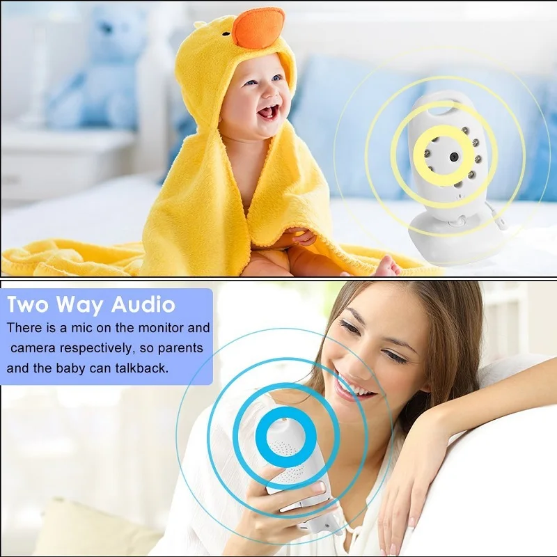 Babykam детские мониторы видео няня беспроводной 2,0 дюймов ЖК ИК ночного видения датчик температуры интерком для колыбельной ребенка видео няня