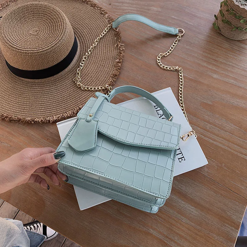 

Stone Pattern Crossbody For Women 2019 Small Square Bag Chain Purses and Handbags New Designer Ladies Shoulder Messenger Bag