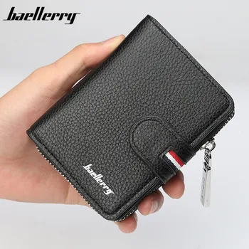 

Baellerry 2018 New men wallet fashion short leather wallet for male vintage card purse with zipper coin pocket men's purse