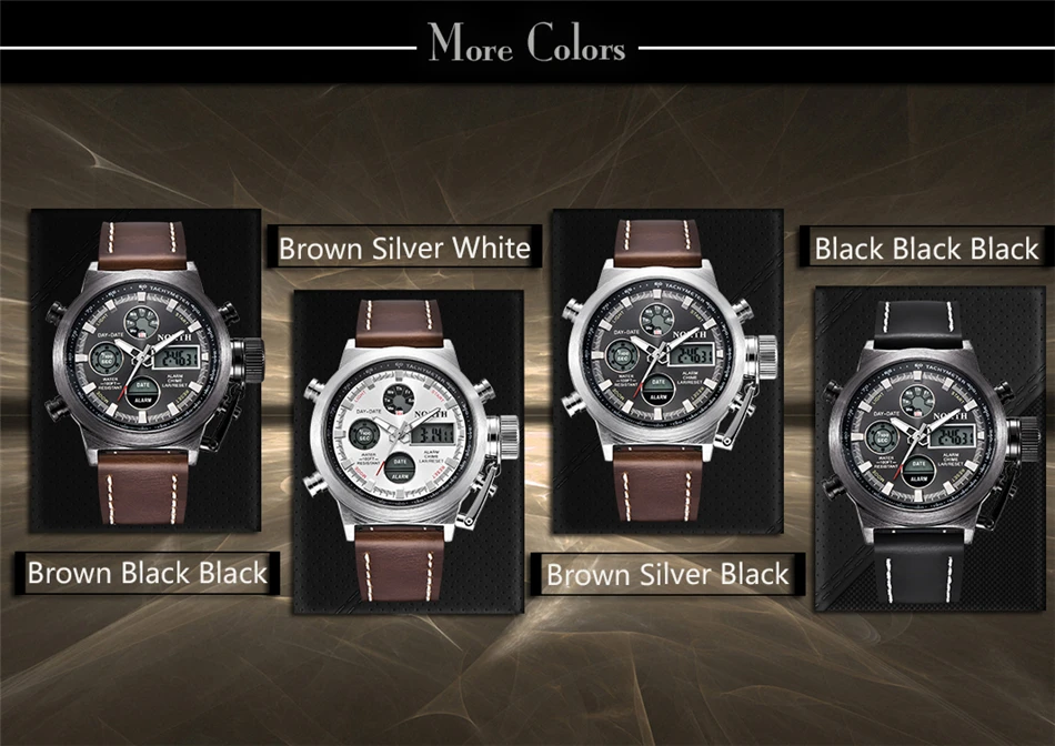 NORTH часы мужские модные мужские s часы лучший бренд класса люкс кварцевые часы мужские кожаные цифровые водонепроницаемые спортивные военные наручные часы