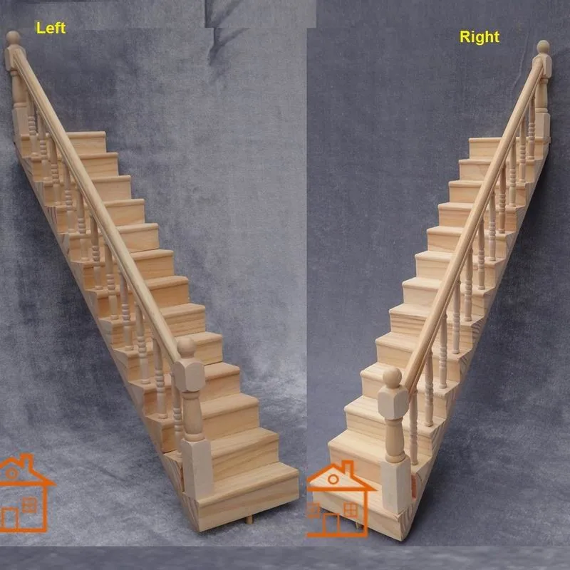 DIY левой лестнице классическая деревянная кукольная Миниатюра масштаб 1/12 шаг 1 шт