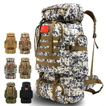 

Outdoor Large Waterproof Mountaineering Military Backpack 70L Camping Hiking Molle Camo Water-repellent Tactical Bag Adjustable