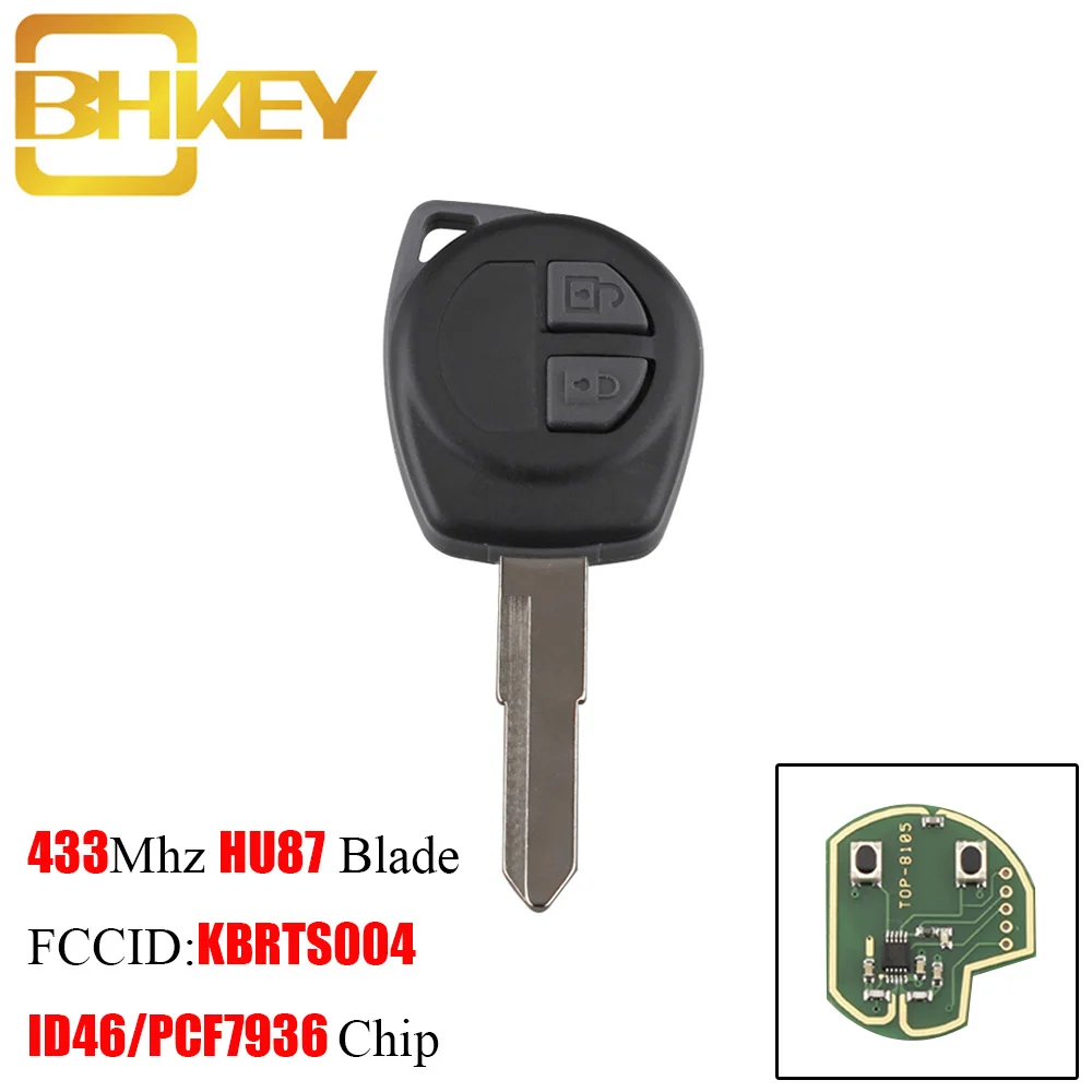 

BHKEY 433Mhz 2Buttons Remote Car key ID46 Chip For Suzuki Swift SX4 ALTO Vitara Ignis JIMNY Splash HU87 Uncut Blade