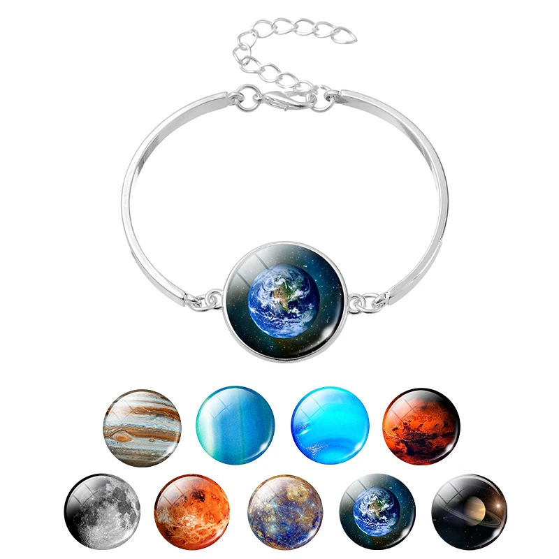 

Solar System Planet Bracelet Jupiter Neptune Mars Moon Mercury Earth Photo Charm Bracelet Universe Jewelry Astronomy Gift