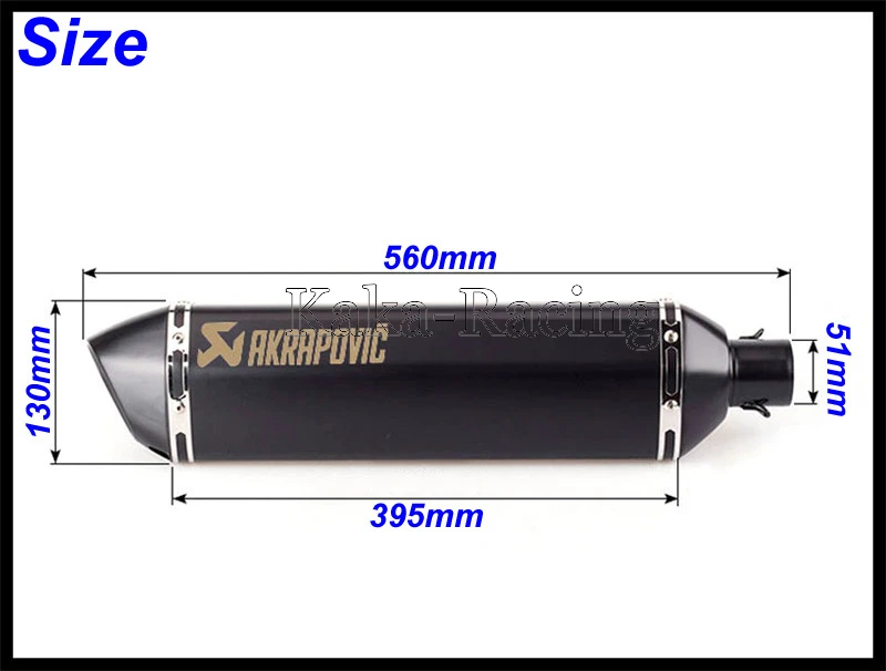 Длина 560 мм Универсальный moto rcycle Глушитель Трубы Akrapovic глушитель из нержавеющей стали для NMAX TMAX 530 500 300