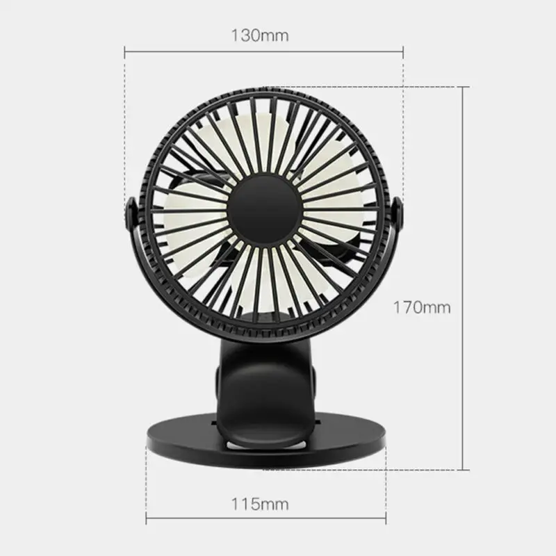  New USB Fan Desk 360-Degree Rotation Adjustable Rechargeable 3 Speed Clip On Mini Desk Pram-Cot For