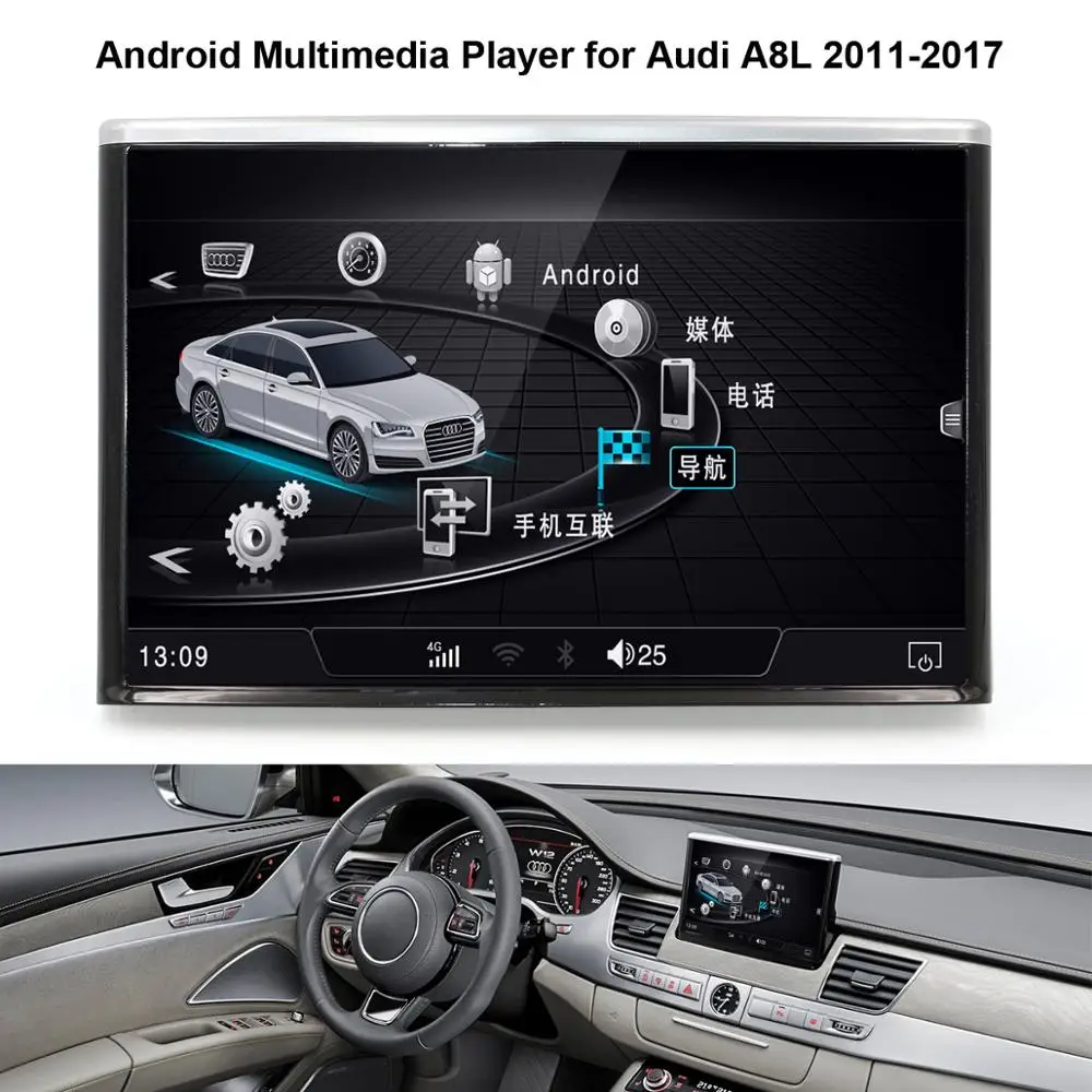 8 дюймов анти-блики ips Сенсорный экран Android мультимедиа плеер для автомобиля Audi A8 A8L 2011- с gps навигации
