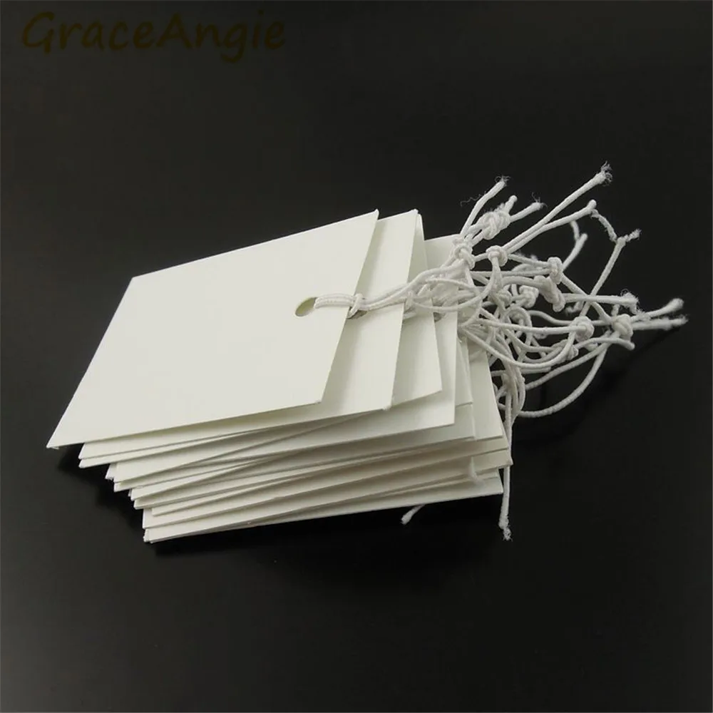 38*30mm Wholesale White Jewelry Label Price Tags Elastic Pre Strung