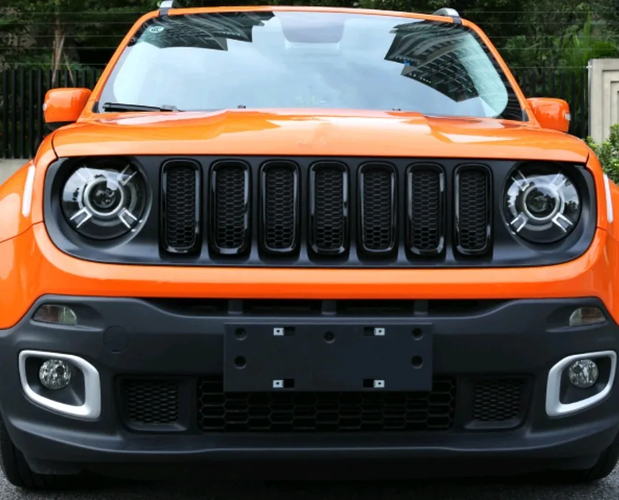 WELKINRY автомобильный чехол для Jeep Renegade ABS пластик Передняя головка решетка воздухозаборника вентиляционное отверстие отделка 7 шт