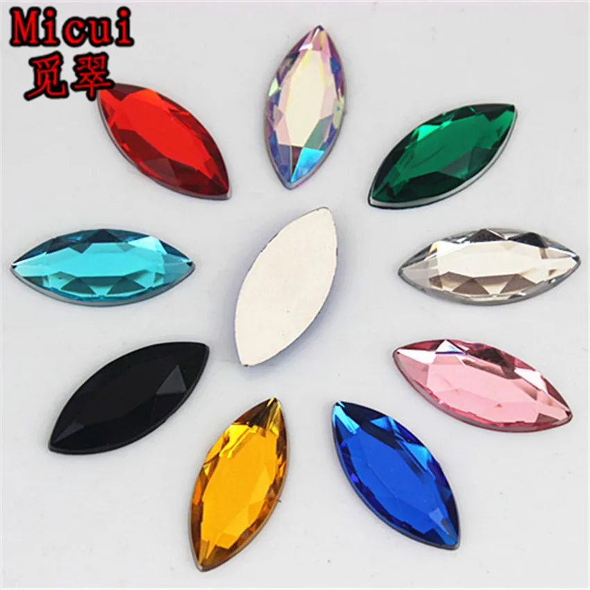 

Micui 100PCS 9*20mm Rhinestone Horse Eye Acrylic Flatback Gems Strass Crystal Stones For Dress Crafts Decorations ZZ185